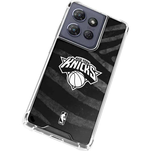 NBA New York Knicks Black Animal Print Moto G Play 5G (2025) Clear Case